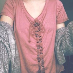 Pink tied shirt